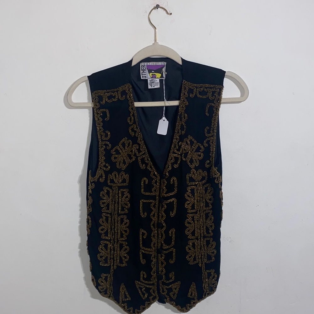 Vintage Other Destinations Hand Beaded Silk Vest